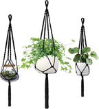 Macrame Plant Hanger - Fits 4 to 13 inches Pots for Indoor Outdoor, 34"/41"/46" 3 Sizes Set, Black (POTS NOT Included)