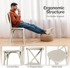 VINGLI Plastic Outdoor Dining Chairs Set of 4, Stackable Patio Cream White Dining Chairs with X Back, Waterproof Kitchen & Dining Room Chairs for Indoor-Outdoor, Capacity 400 lbs