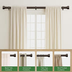 Curtain Rods for Windows 28 to 48, 1 Inch Adjustable Heavy Duty Long Window Outdoor Curtain Rod for Patio, Drapery Rods with Simple End Caps, Size 32"-60", Antique Bronze