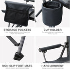 EVER ADVANCED Oversized Folding Camping Chair for Adults, Heavy Duty Lawn Chair with Side Pockets, Portable Collapsible Quad Chair for Outside, Support Up to 500lbs, Grey 2PACK