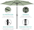 Best Choice Products 10ft Outdoor Table Compatible Steel Polyester Market Patio Umbrella w/Crank and Easy Push Button Tilt
