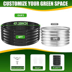 17" Tall Elevated Round Metal Rised Garden Bed- 4'x4' in Size and 0.8MM Thick Durable Planter Box for Vegetables Flowers Succulent at Patio/Garden Outdoor (Black, 4FT Diameter)