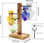 Terrarium Propagation Station, Heart Glass Vase with Wood Stand