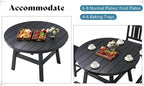 AMERLIFE 5 Piece HDPE Outdoor Dining Table & Chairs Set, All-Weather Patio Table and Chairs Set Furniture with Umbrella Hole for Garden, Backyard, Poolside, Seaside, Black