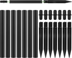 8 Sets Flame Lamp Extension Kit for Solar Torches, Ground Stakes and Joint Connectors to Elevate Outdoor Lighting, Black Adapters for Garden, Backyard & Landscape Decor