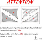 LOVE STORY Right Triangle 12'x24'x26.8' Waterproof Sun Shade Sail Canopy UV Block for Outdoor Patio Backyard Carport,Cream(We Make Custom Size)