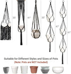 Mkono Macrame Plant Hangers, 5 Pack Different Tiers Indoor Hanging Planters Basket with 5 Hooks Decorative Flower Pots Holder Stand Boho Home Decor, Black