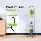 2-tier Hanging Plant Stand Plant Hanger Indoor Outdoor Corner Plant Stands for Indoor Plants, Space-Saving Iron Planter Shelves, Multiple Flower Pot Display Holder Shelf with Hanging Hook, Indoor Outdoor Heavy Duty Planter Shelving Unit (n-style,Black)