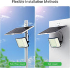 intelamp Solar Flood Lights Outdoor Waterproof, 20000mAh 2000LM Floodlight Exterior with Remote 16.4 FT Cable, 2-12H Timer Dusk to Dawn Security Spots Lighting Outside for Garden Pathway