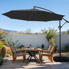wikiwiki 10ft Patio Umbrella with Base Included, Outdoor Offset Cantilever Umbrella with Sandbag Base for Backyard, Garden and Pool, Easy to Tilt and Crank, Black