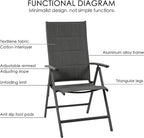Kozyard Coolmen 2-Pack Outdoor Patio Dining Chair Set - Breathable Textilene Padded, Foldable Deck Chairs for Outdoor Patio (Gray)