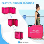GYMAX Tanning Chair, 350lbs Beach Lounge Chair with Face Hole, Washable Pillow & Carry Strap, Adjustable Folding Chaise Lounge, Layout Chair for Outside, Patio, Poolside, Lawn (1, Pink)