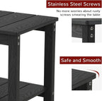 Stoog Outdoor Side Table with 2 Layer Storage, All-Weather Rectangular End Table, Low Maintenance, Black