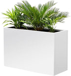 Metal Rectangular Outdoor Planter Box 36" x 15" x 24" White Steel Long Planter Spliced Flower Box with Partitions for Outside,Indoor,Garden (White, 36 * 15 * 24)
