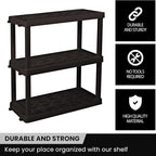 Oskar Heavy Duty Plastic Storage Shelves- for Garage, Kitchen, Bathroom Basement Kids Room, Stackable 3-Tier Black Organizer Rack for Books Shoes, Toys, Pantry, Cleaning and Closet Organization