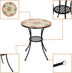 VINGLI Garden Patio Mosaic Table, Outdoor Bistro, 23.6" Round End Table - Image 4