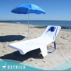 Ostrich Custom Fitted Towel for Chaise Lounge, Outdoor Beach Chair Cover with Storage Pockets, White - Towel Only - Chair Not Included