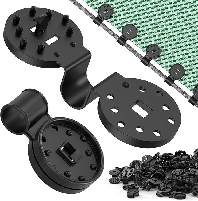 Heavy Duty Round Shade Cloth Clips 100Pcs - Plastic Garden Net Clamps for Shade Cloth for Garden, Tarp Clips Heavy Duty, Anti Bird Netting, Sun Shade Sail, Windproof Awning Clamp