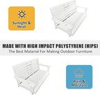 Poly Lumber 3-Seat Porch Swing, HIPS 5-Feet Bench Swing with Foldable Cup Holders,18/8 Stainless Steel Hardware, High Backrest and Deep Contoured Seat, Snow White