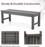 Stoog Outdoor Bench, 2-Person Outdoor Poly Lumber Backless Bench, Weatherproof Garden Bench, Never Rot or Fade, Suit for Church, Backyard, Porch and Park, Grey