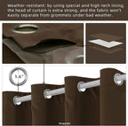 Outdoor Indoor Curtains W52 x L108 for Patio - Weather-resistant Window Panels Privacy Protect Grommet Top Thermal Insulated Home Curtain for Porch Pergola Lawn Garden Hot Tub Area (2 Panels)
