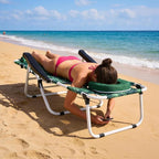 ABORON Tanning Chair with Face Hole, 5-Position Adjustable Reclining Beach Lounge Chair, Folding Face Down Sun Lounger for Beach, Poolside, Patio, Lawn, Home(Tropical Leaf)
