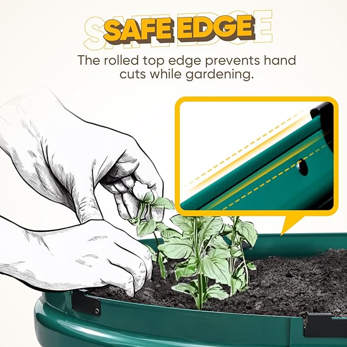 KING BIRD Raised Garden Bed Kit 2025 Upgraded Quick-Setup Galvanized Planter Garden Box Outdoor for Gardening, Vegetables, Flowers, 94x36x12 in, Green