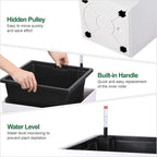 30 Inch Tall Self Watering Planters Set of 2, Outdoor Plant Pots with Automatic Watering System, Water Level Monitor, Drainage, Wheels & Inner Bucket, for Front Porch & Indoor Plants White