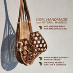 Handmade 100% Thai Bamboo 6 Inch Signature Super Sanctuary SIAM Orchid Hanging Basket with Nursery Grade Coconut Shell Staves Coir Pith Sponge & Husk Mulch