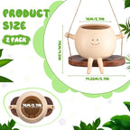 Domensi 2 Pcs Swing Hanging Planter Cute Smile Flower Face Pot Indoor Outdoor Pots for Succulent String of Pearls Plants Plant Ideal Gifts for Christmas Birthday(Swing Spherical,Medium)
