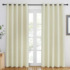 NICETOWN Room Darkening Beige Curtain 84 inch Length - Grommet Solid Thermal Insulated Doorway Drape Blackout Curtain Sound Reducing for Bedroom/Living Room (1 Panel, W66 X L84)