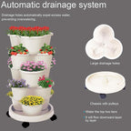 5-Tier Vertical Garden Tower Stackable Planter for Strawberries, Flowers, Vegetables & Herbs Beige