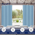 PureFit Outdoor Curtains for Patio Waterproof Weatherproof, UV Resistant Outside Curtains for Gazebo, Front Porch, Pergola, Sun Blocking Privacy Curtain, 52W x 84L inch, 1 Panel, Sky Blue