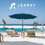 JEAREY 9FT Outdoor Patio Umbrella Outdoor Table Umbrella with Push Button Tilt and Crank, Market Umbrella 8 Sturdy Ribs UV Protection Waterproof for Garden, Deck, Backyard, Pool (Lake Blue)