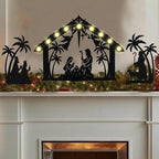 3Pack Lighted Metal Nativity Scene Garden Stake,Solar Christmas Decorations Outdoor,Silhouette Nativity Set Outside for Yard Decor