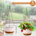 Mumufy 6 Pcs 8 Inch Hanging Planter for Indoor and Outdoor Plants Plastic Hanging Flower Pots with Drainage Hole and Removable Saucer Hanging Plant Holder Plant Hanging Basket (Mixed Colors)