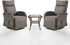 Dual-Adjust Swivel Outdoor Recliner Chair Set of 3 - Reclining Patio Chair with Adjustable Backrest and Footrest, All-Weather Wicker Chaise Lounge Outdoor with Side Table for Pool Deck Brown