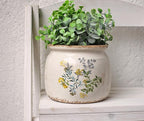 Pots for Plant, Cottage Rustic Clay Ceramic Tabletop Flower Pots, 6.29'' Plant Pots Indoor with Drainage, Sage Yellow Vase & Planters, Farmhouse Home & House Decor, Gifts for Mom