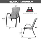 Patio Chairs Set of 8, Stackable Outdoor Dining Chairs for All Weather Textilene Fabric & Metal Frame, Outdoor Chairs Set for Backyard Deck Garden (Grey, Set of 8)
