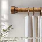 Retro Gold Curtain Rods for Windows 48 to 84 Inches Adjustable Length Heavy Duty 1" Diameter Window Curtain Rod with Decorative Finials for Outdoor Bedroom Kitchen Living Room Farmhouse