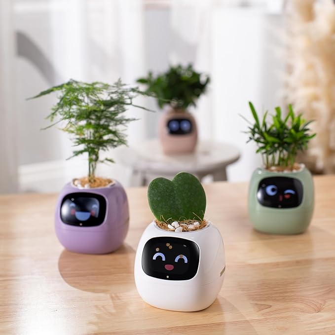 Smart Planter Pot with Automated Watering, Purple Plastic