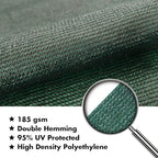 KANAGAWA 6'X12' Dark Green Custom Size Sun Shade Sail Rectangle UV Block Canopy Cover for Patio Backyard Lawn Garden Outdoor (Customized Available)