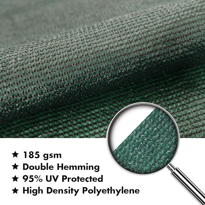KANAGAWA 8'X12' Dark Green Custom Size Sun Shade Sail Rectangle UV Block Canopy Cover for Patio Backyard Lawn Garden Outdoor (Customized Available)