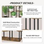 9 Tier Wood Tall Plant Stand Metal Rack Indoor, Multiple Flower Pot Holder Shelves Corner Rack, Planter Shelf Display Rack Storage Organizer for Patio Living Room Balcony Garden(Black)