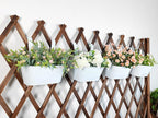 10" Hanging Flower Pots, Pack of 6 White Metal Outdoor Patio Balcony Planter, Railing Planters Fence Pot with Detachable Hook & Drainage Hole for Small Plants (White, 6Pcs)