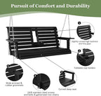 Poly Lumber 2-Seat Porch Swing, HIPS 4.5-Feet Bench Swing with Foldable Cup Holders,18/8 Stainless Steel Hardware, High Backrest and Deep Contoured Seat (Carbon Black, 4.5-feet)