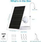 Zivif 7W Solar Panel for Arlo Essential 2K (2nd Gen), Essential XL Spotlight Cameras, USB-C Solar Charger with Micro USB Connector, IP66 Waterproof, 360° Adjustable Mount, 7.2ft Cable