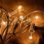 String Lights 25 ft Outdoor G40 Clear Edison Bulbs, Warm White