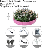 Galvanized Metal Planter Round Raised Garden Bed Kit for Gardening Outdoor，3x3x1ft Grow Garden Box Raised Flower Bed，Round Galvanized Planter Outdoor Large Metal Fire Pit Ring