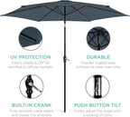 Best Choice Products 10ft Outdoor Table Compatible Steel Polyester Market Patio Umbrella w/Crank and Easy Push Button Tilt